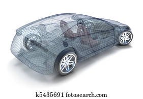 Car design, wireframe model Car design, wireframe model