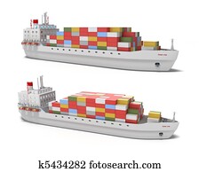 Cargo ship on white background Cargo ship on white background