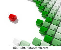 Puerta verde, en, ladrillo rojo, casa Colección de imágen