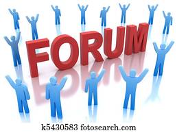 forum, ikon, med, glad, folk, i nærheten