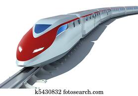 high-speed, passager tog, på hvide