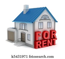 Home for rent. 3D concept isolated 