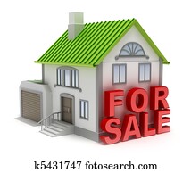 Home for sale. 3D concept isolated Home for sale. 3D concept isolated