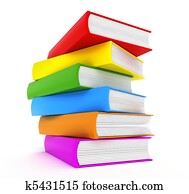 livros, arco íris, sobre, branca