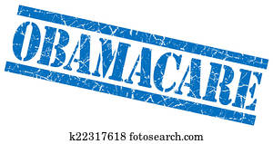 obamacare blue grungy stamp on white background