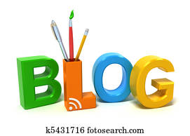 palavra, Blog, com, colorido, letras