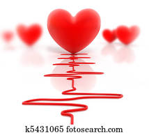 Red heart and cardiogram, isolated Red heart and cardiogram, isolated