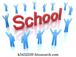 School icon with happy people School icon with happy people