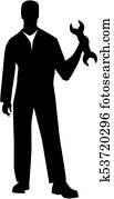 Silhouette of a Mechanic man with wrench Silhouette of a Mechanic man with wrench