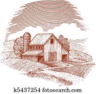 Woodcut Barn Woodcut Barn