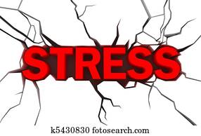 word stress in red color with crack
