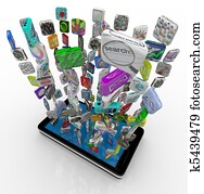 אפליקציה, איקונים, להוריד, לתוך, חכם, טלפן