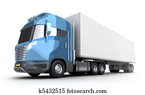 מודרני, משאית, עם, מכולה של מטען