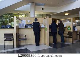 At the reception at the clinic