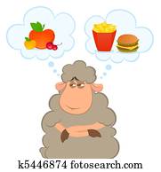 illustration of cartoon sheep illustration of cartoon sheep