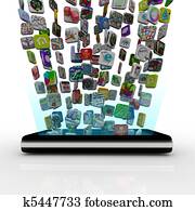 אפליקציה, איקונים, להוריד, לתוך, חכם, טלפן