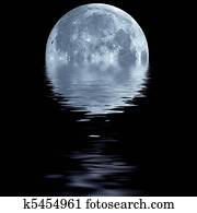 Blue moon over water
