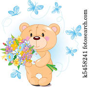 Blue Teddy Bear with flowers Blue Teddy Bear with flowers