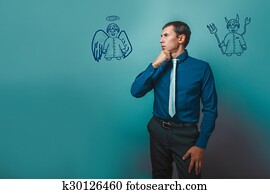 businessman man thinking looking away angel devil demon infographics businessman man thinking looking away angel devil demon infographics