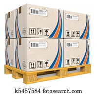 Cardboard boxes on pallet