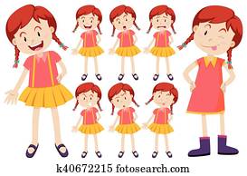 Girl with different facial expressions Girl with different facial expressions