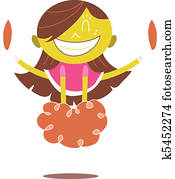 jovem, amarela, cheerleader, alegrando, e, pular