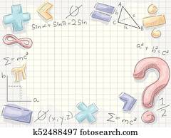 matemáticas, símbolos, números, plano de fondo, ilustración