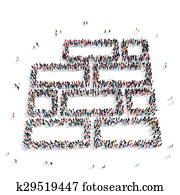 personengruppe, form, mauerwerk