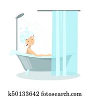 Woman in the bath.