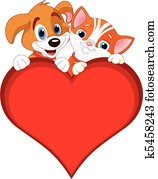 ולנטיין, חתול, ו, כלב, חתום