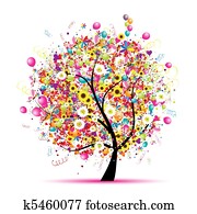 boldog, ünnep, furcsa, fa, noha, léggömb