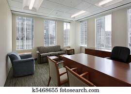 Corner office in downtown building