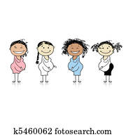 glücklich, schwangere frauen, warten, für, babys