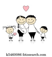 Happy parents with children waiting for newbaby, pregnancy Happy parents with children waiting for newbaby, pregnancy