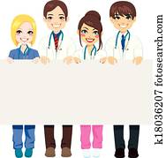 médico, grupo, billboard