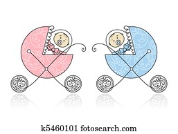 Newborn in baby's buggy for your design Newborn in baby's buggy for your design