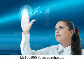 Sexy brunette touching button Sexy brunette touching button