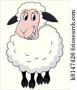 sorrindo, sheep, caricatura