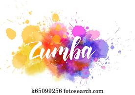 Zumba calligraphy on watercolor splash Zumba calligraphy on watercolor splash
