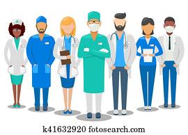 רפואי, team., צוות של בית החולים, וקטור, דוגמה