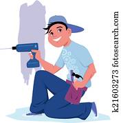 Handyman with an electric drill Handyman with an electric drill