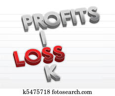 lucros, risco, e, perda, ilustração