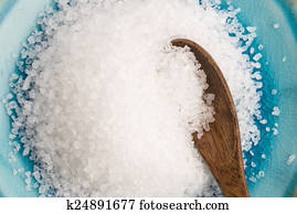 sea salt in blue bowl
