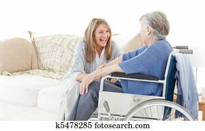 Seniors friends talking together