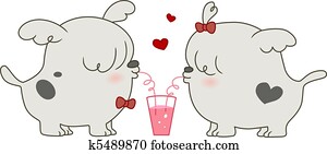 Dogs Sharing a Drink Dogs Sharing a Drink