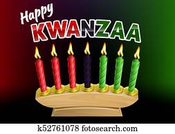 feliz, kwanzaa, velas, desenho