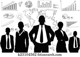 geschäftsmenschen, gesellschaft, schwarz, silhouette, schaubild