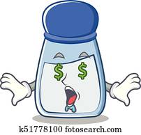 Money eye salt character cartoon style
