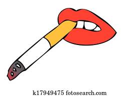 Clipart of cigarette in mouth k8417573 - Search Clip Art, Illustration ...