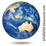 Planet earth on white - Australian view Planet earth on white - Australian view